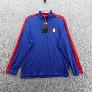 Antigua Philadelphia 76ers 1/4 Zip‎ Pull Over Shirt Large Blue Red Men NBA NWT